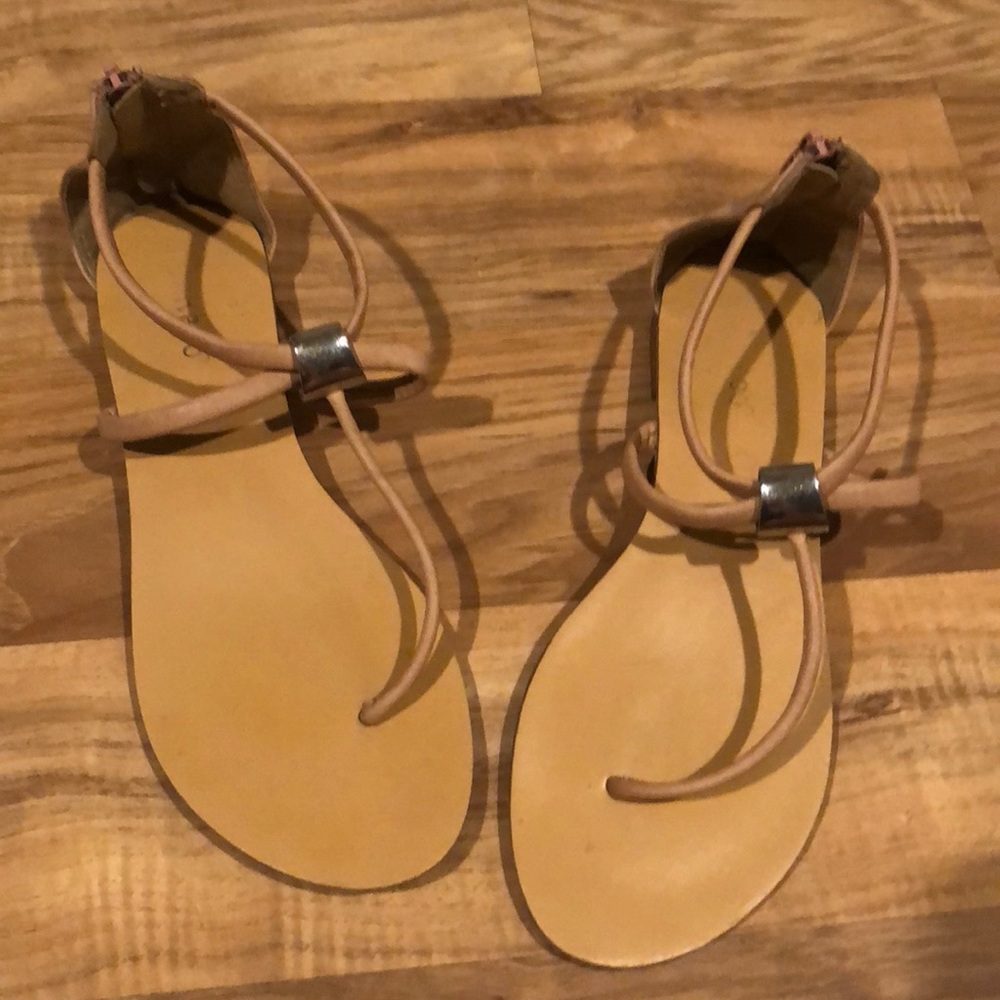 Nude and silver sandals